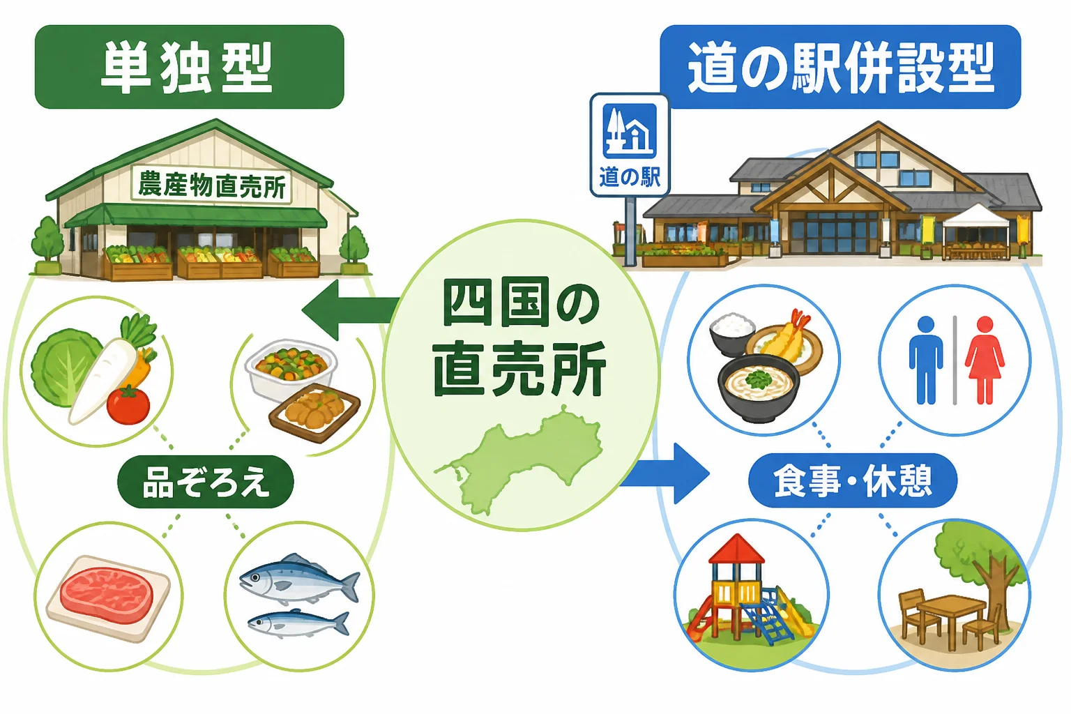 施設タイプごとの違いを視覚的に理解してもらう。