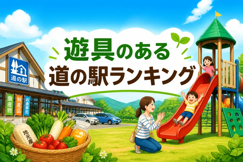 検索結果やSNSで、遊具のある道の駅を扱うランキング記事だと一目で伝えるため。