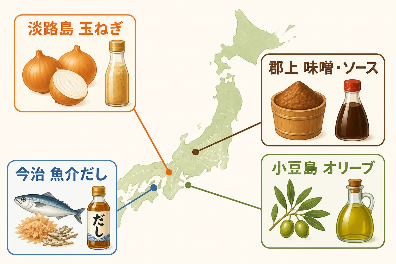 地域ごとの調味料の特色を比較する