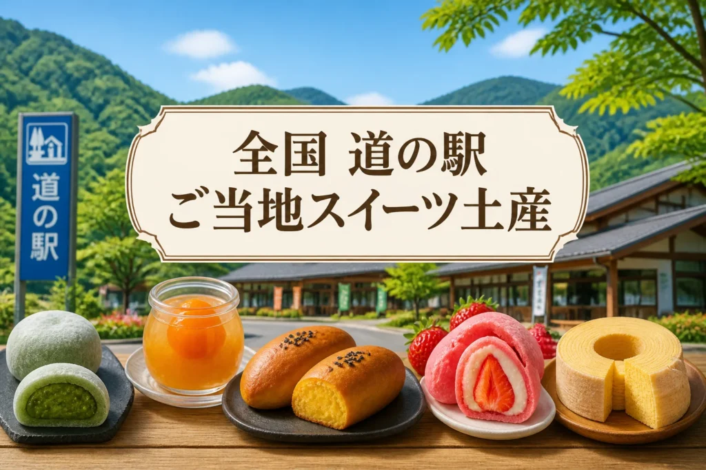 全国の道の駅で買えるご当地スイーツのお土産記事だと一目で伝える