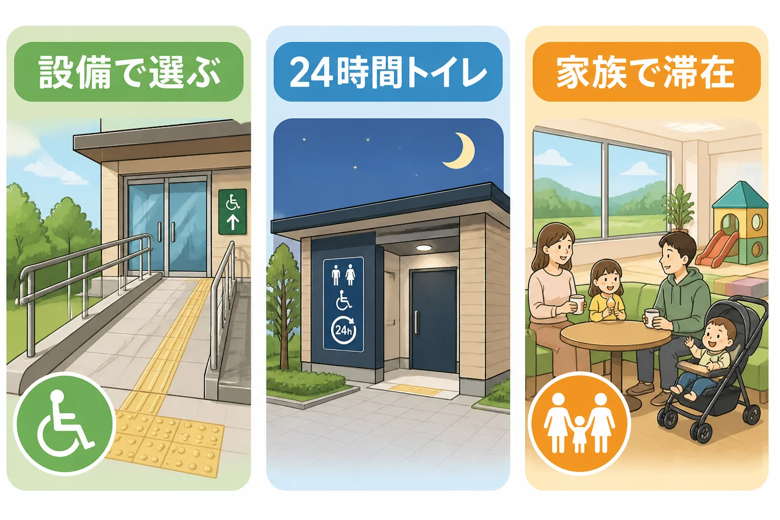 読者の目的別の施設選びを補助する