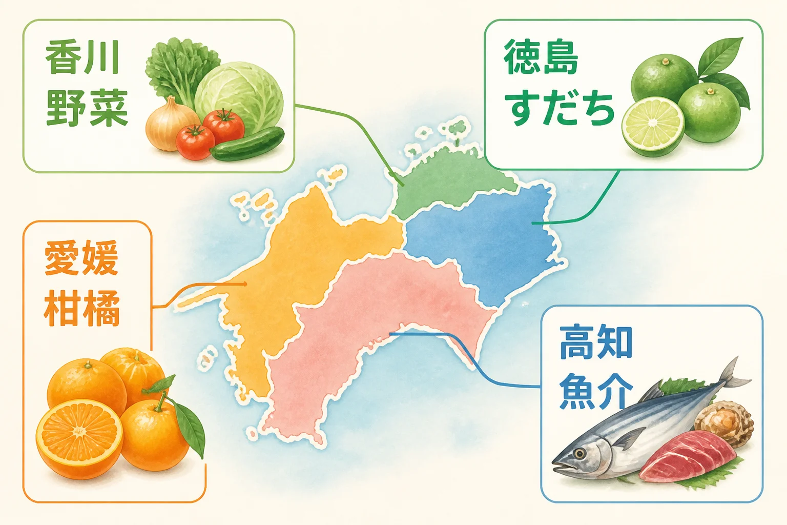 県ごとの地域産品の違いを直感的に伝える。