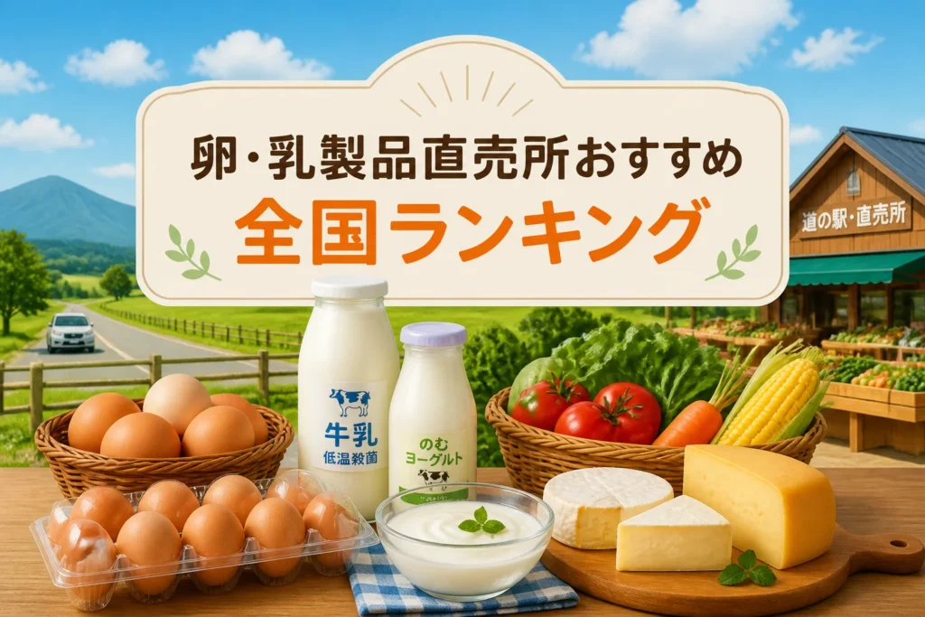 記事の主題である卵・乳製品の直売所と全国ランキングを一目で伝える。