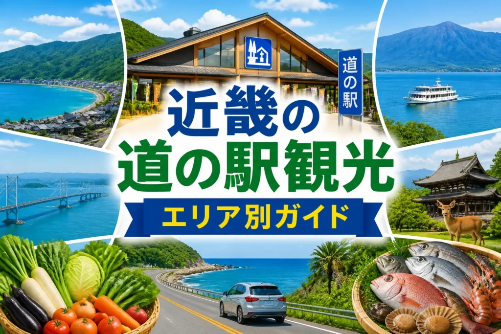 検索結果やSNSで近畿の道の駅をエリア別に紹介する記事だと直感的に伝える。