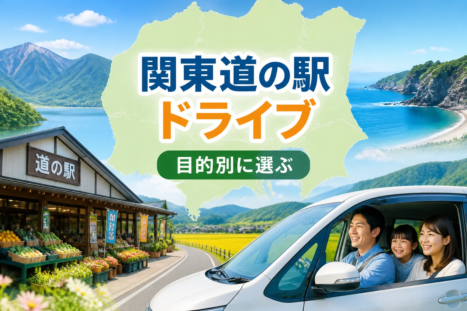 関東の道の駅をドライブ先として比較する記事だと一目で伝えるため。