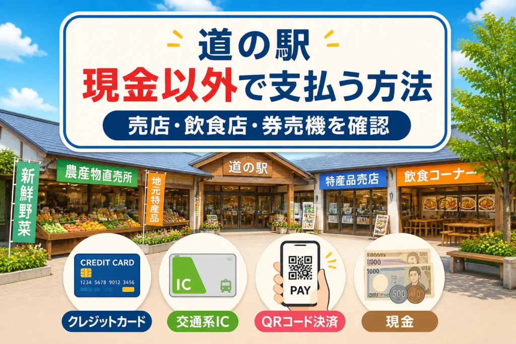 現金以外で支払える道の駅の確認方法を視覚的に伝える