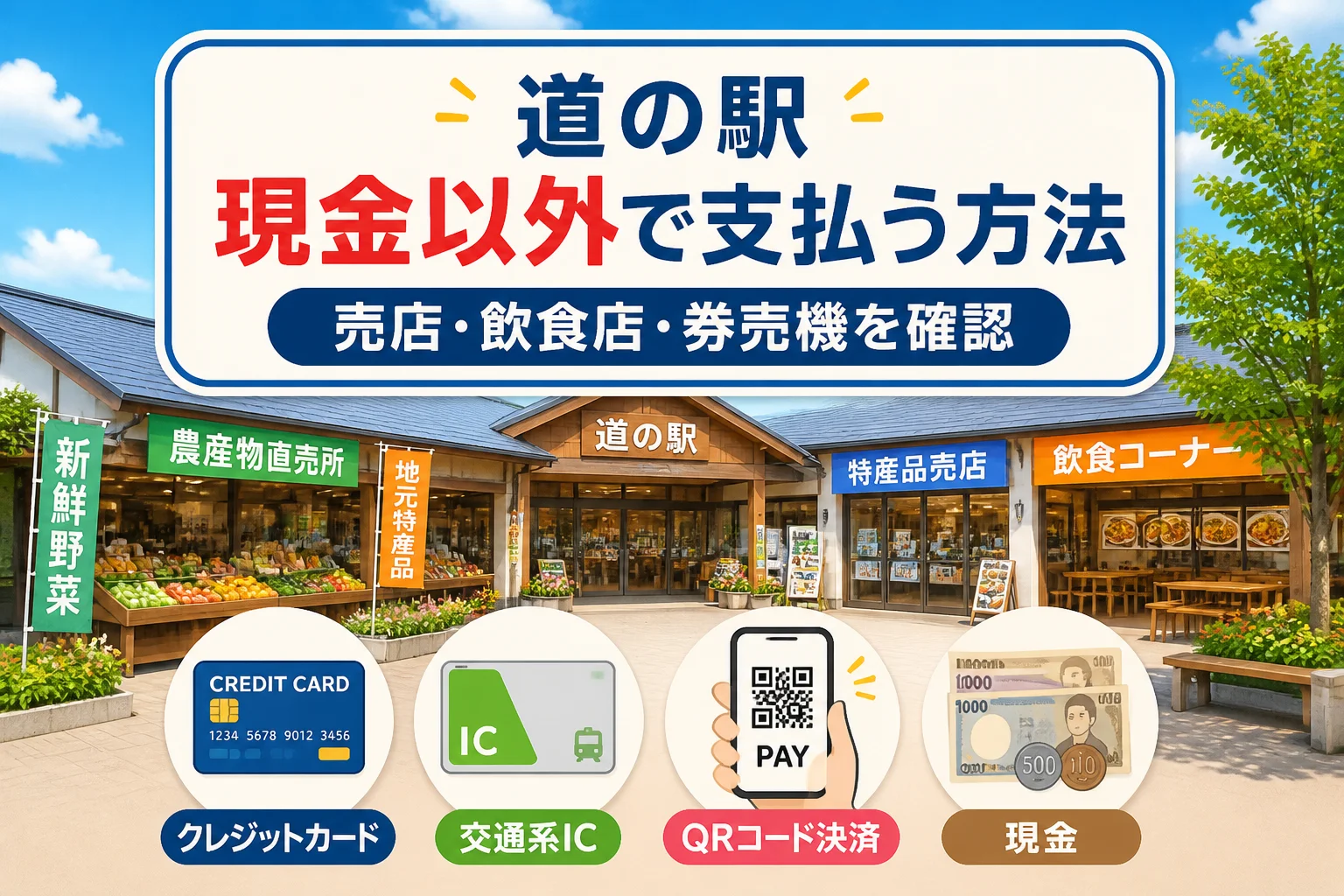 現金以外で支払える道の駅の確認方法を視覚的に伝える