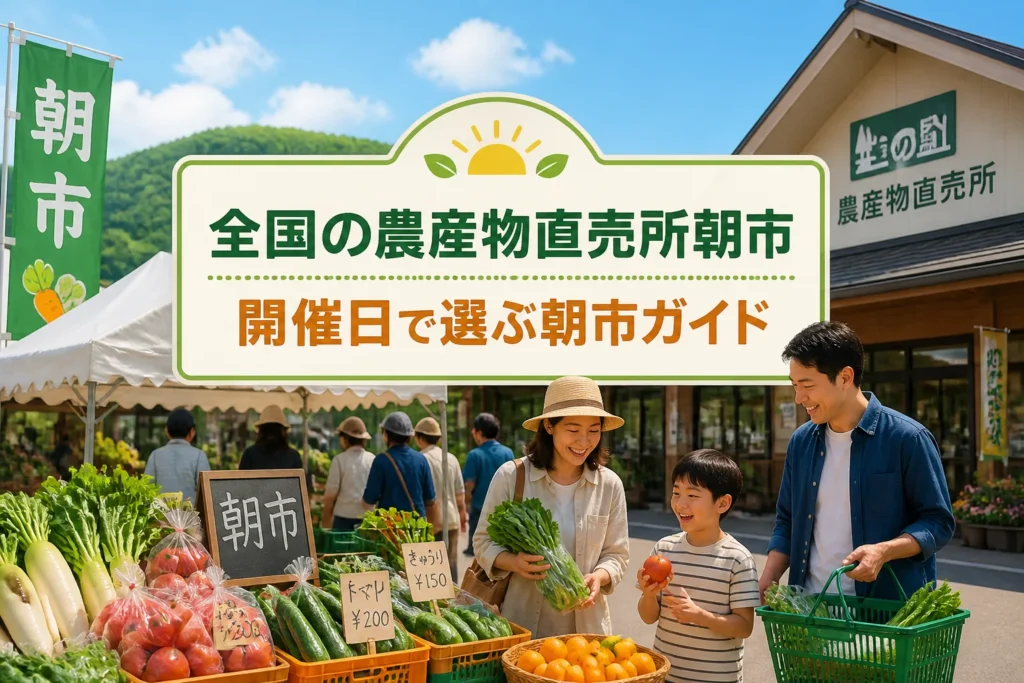 全国の朝市を開催タイプ別に比較する記事であることを一目で伝える