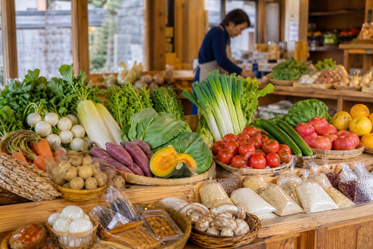 直売所に並ぶ旬の野菜と地域の農産物