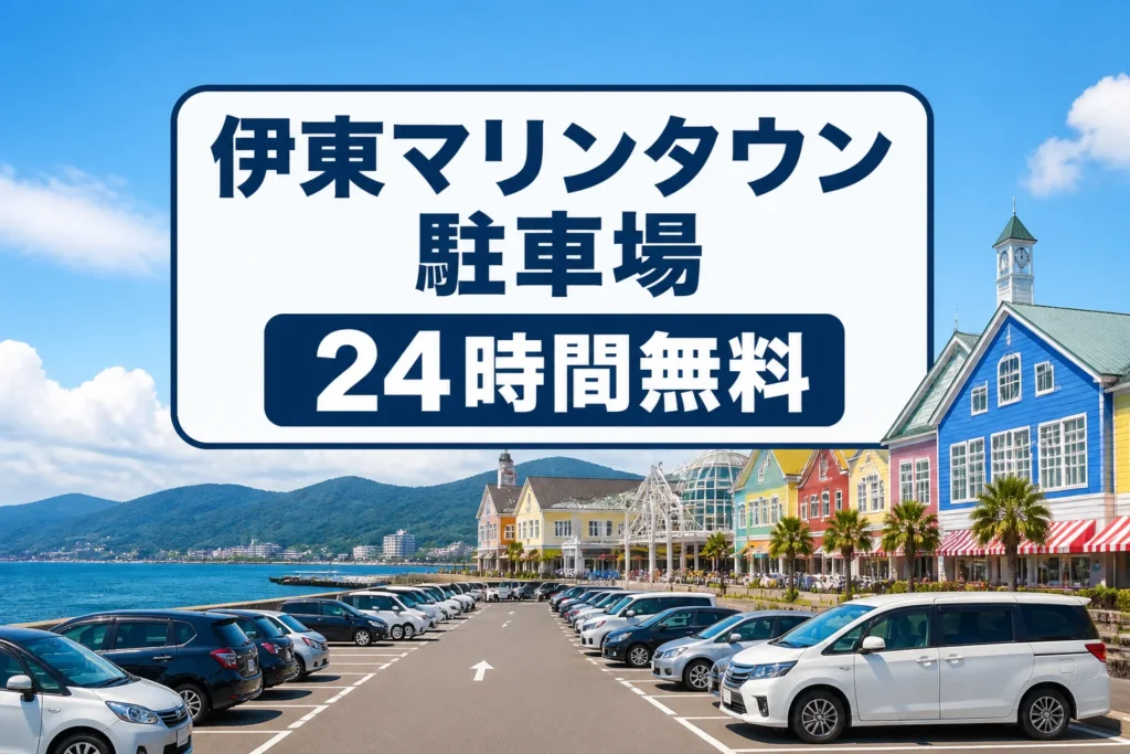 駐車場の利用条件と海辺の道の駅という主題を一目で伝える。