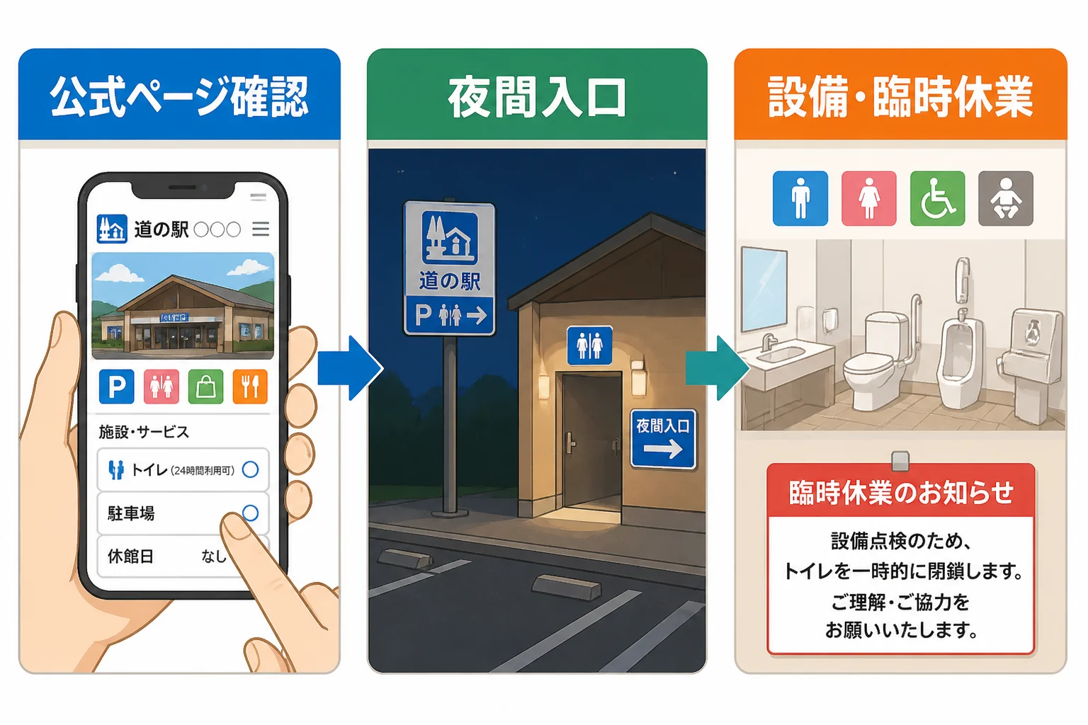 利用前の確認手順を短時間で理解できるようにする図解