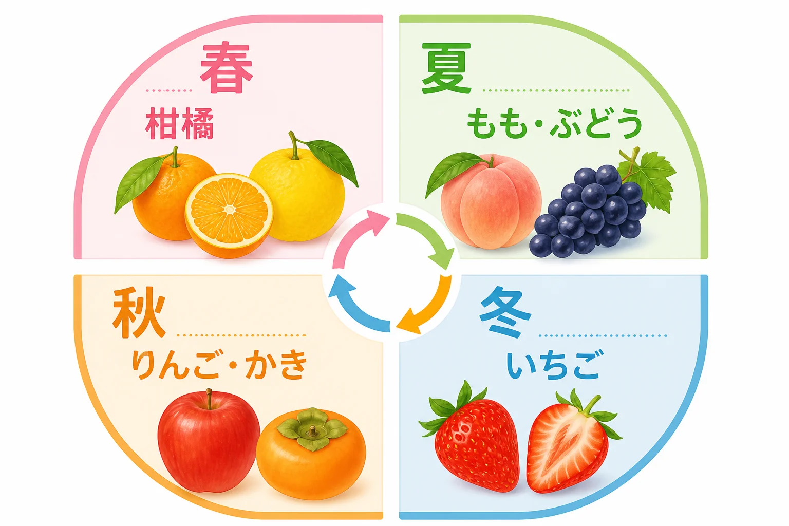 季節ごとの代表的な果物を直感的に理解してもらう