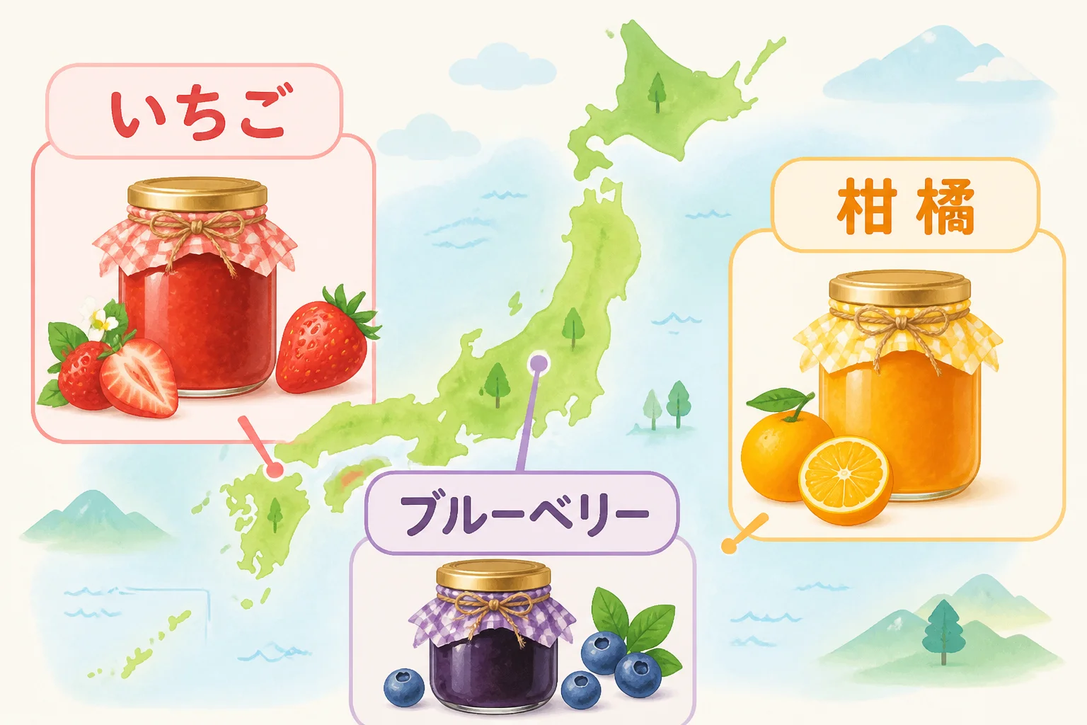 ランキング掲載施設の主な選択軸を、果実のタイプ別に直感的に理解してもらう。