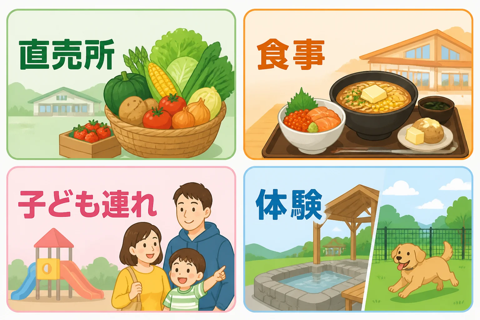 施設を目的別に比較する視点を視覚的に整理する
