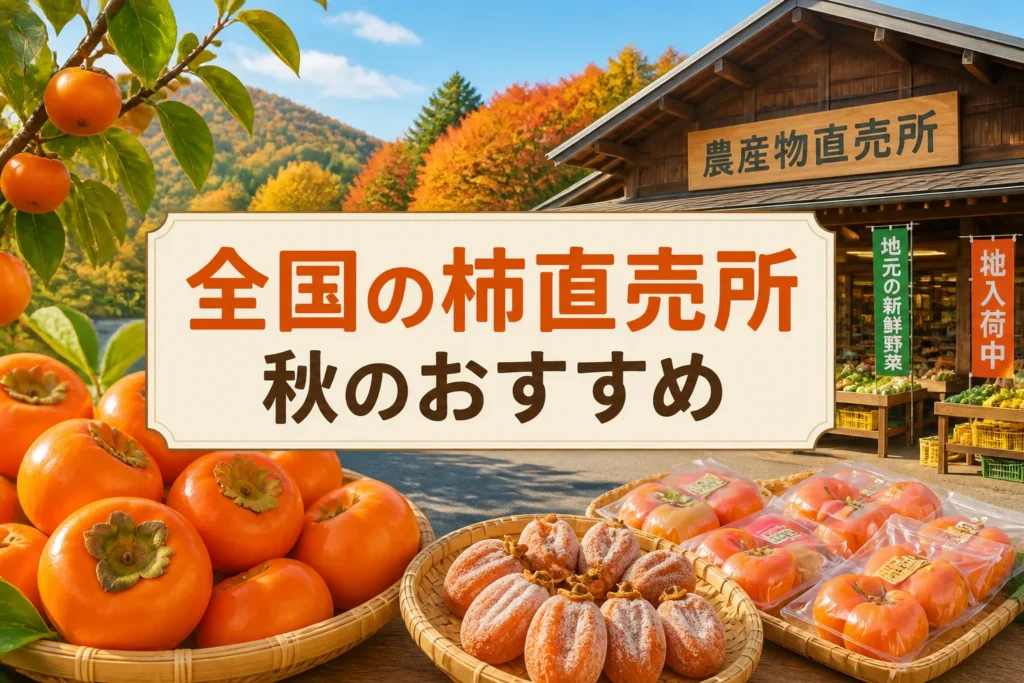 全国の柿直売所を紹介する記事であることを一目で伝える