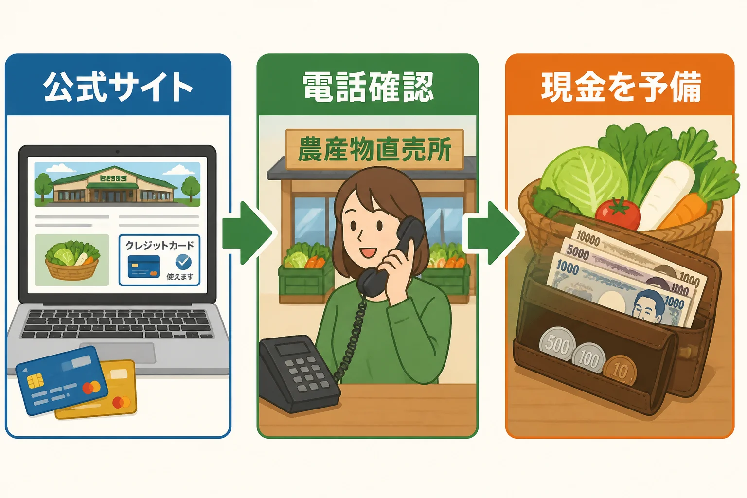 カード利用可否を確認する具体的な手順を視覚化する