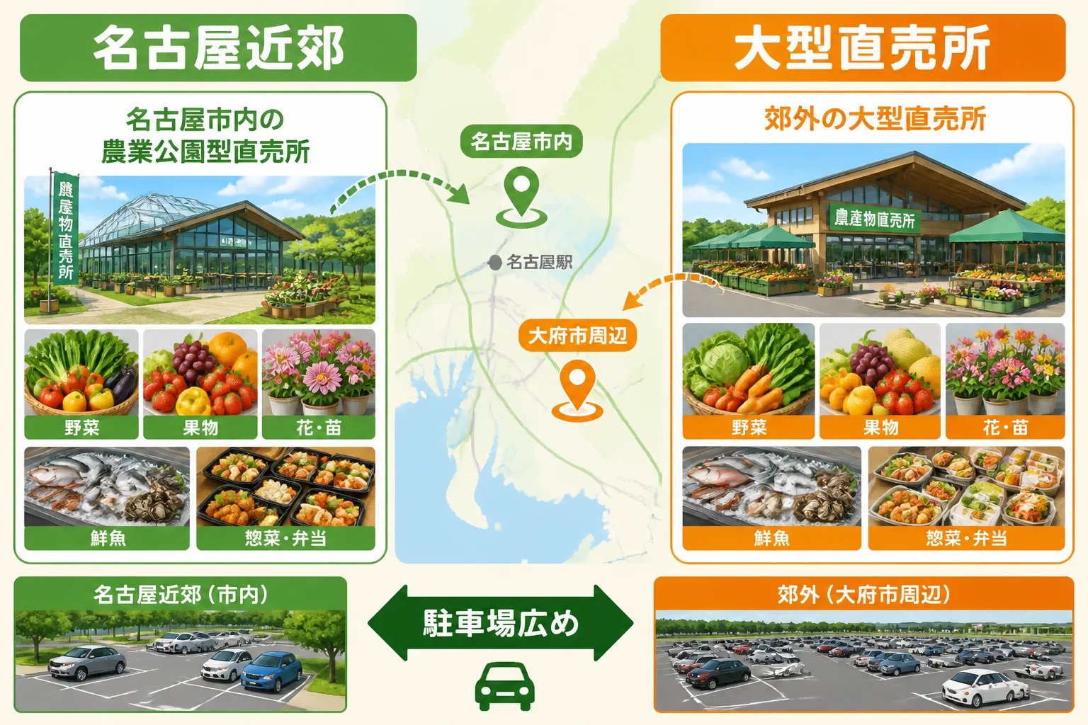 名古屋市内と大府市周辺の違いを視覚的に整理
