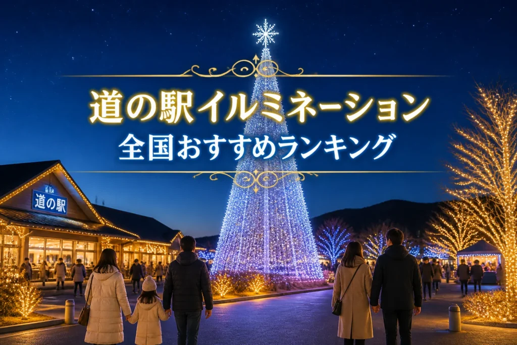 検索結果やSNSで、全国の道の駅イルミネーションランキング記事であることを直感的に伝える