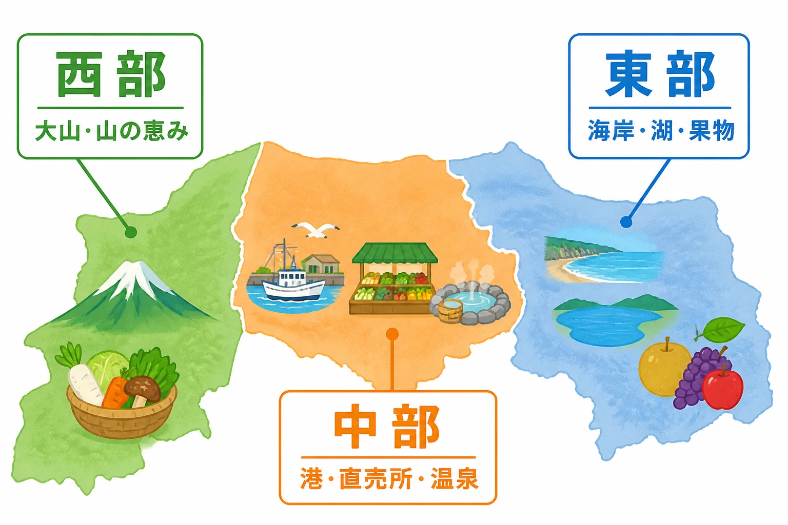 17駅を東部・中部・西部のエリア別に把握しやすくする。