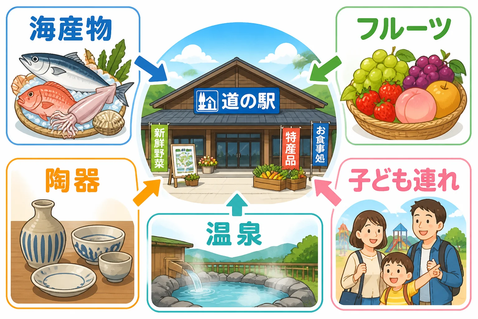 読者が自分の目的に合う道の駅を直感的に選べるようにする