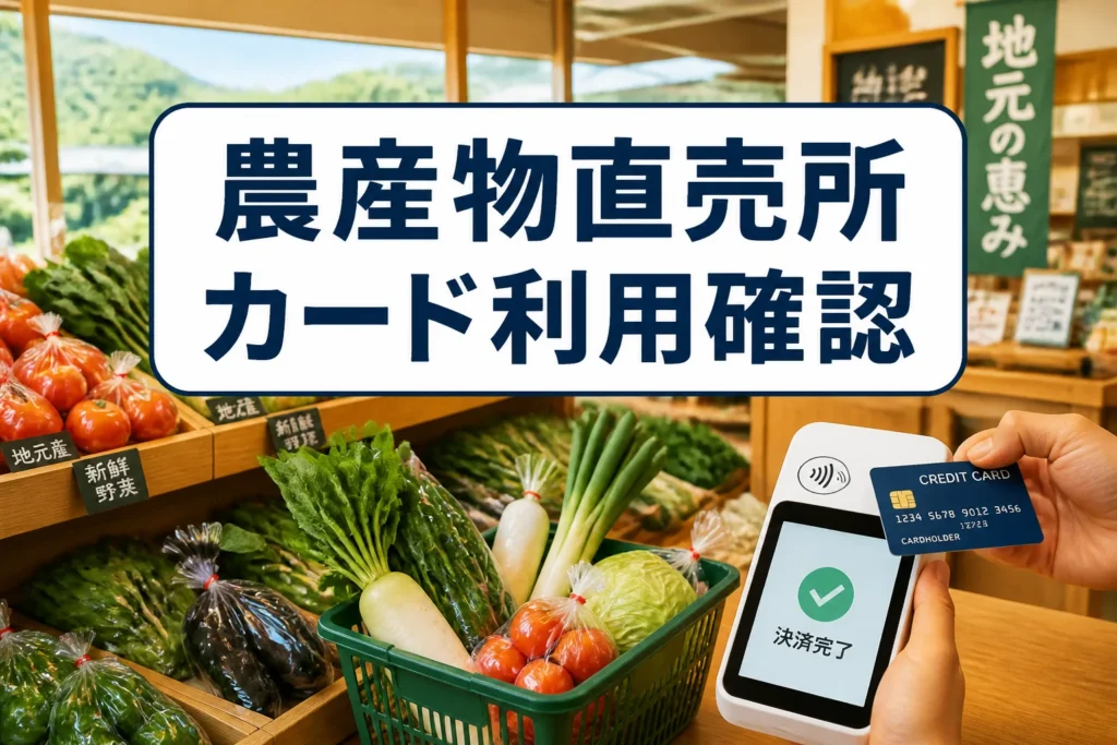 記事テーマである農産物直売所とクレジットカード利用確認を一目で伝える