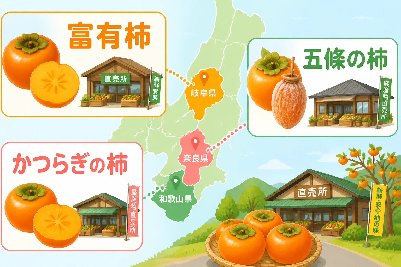 地域ごとの柿選びを視覚的に整理する