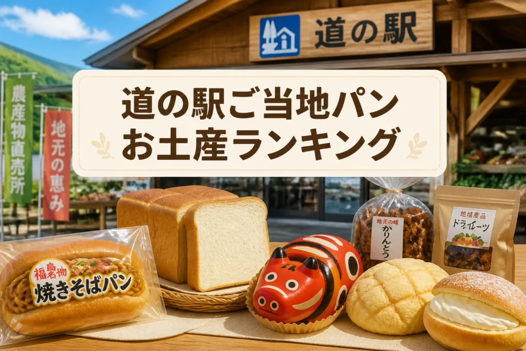 全国の道の駅で買えるご当地パンと土産用途を一目で伝えるため。