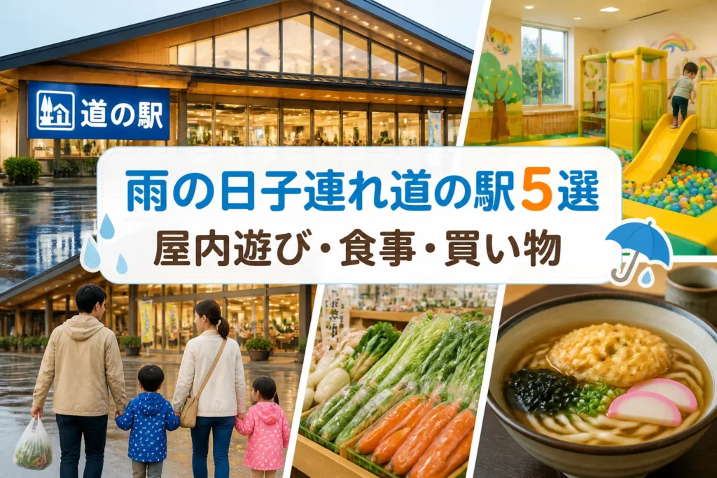 検索テーマである雨の日・子連れ・道の駅ランキングを一目で伝えるため。