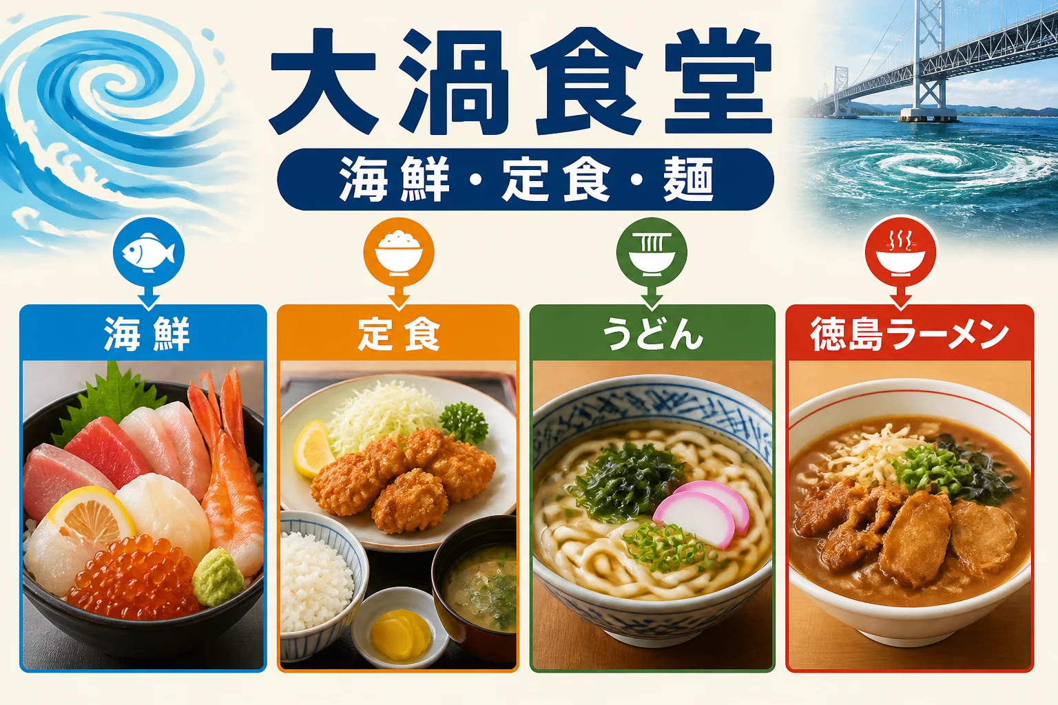 大渦食堂の料理ジャンルを視覚的に整理する
