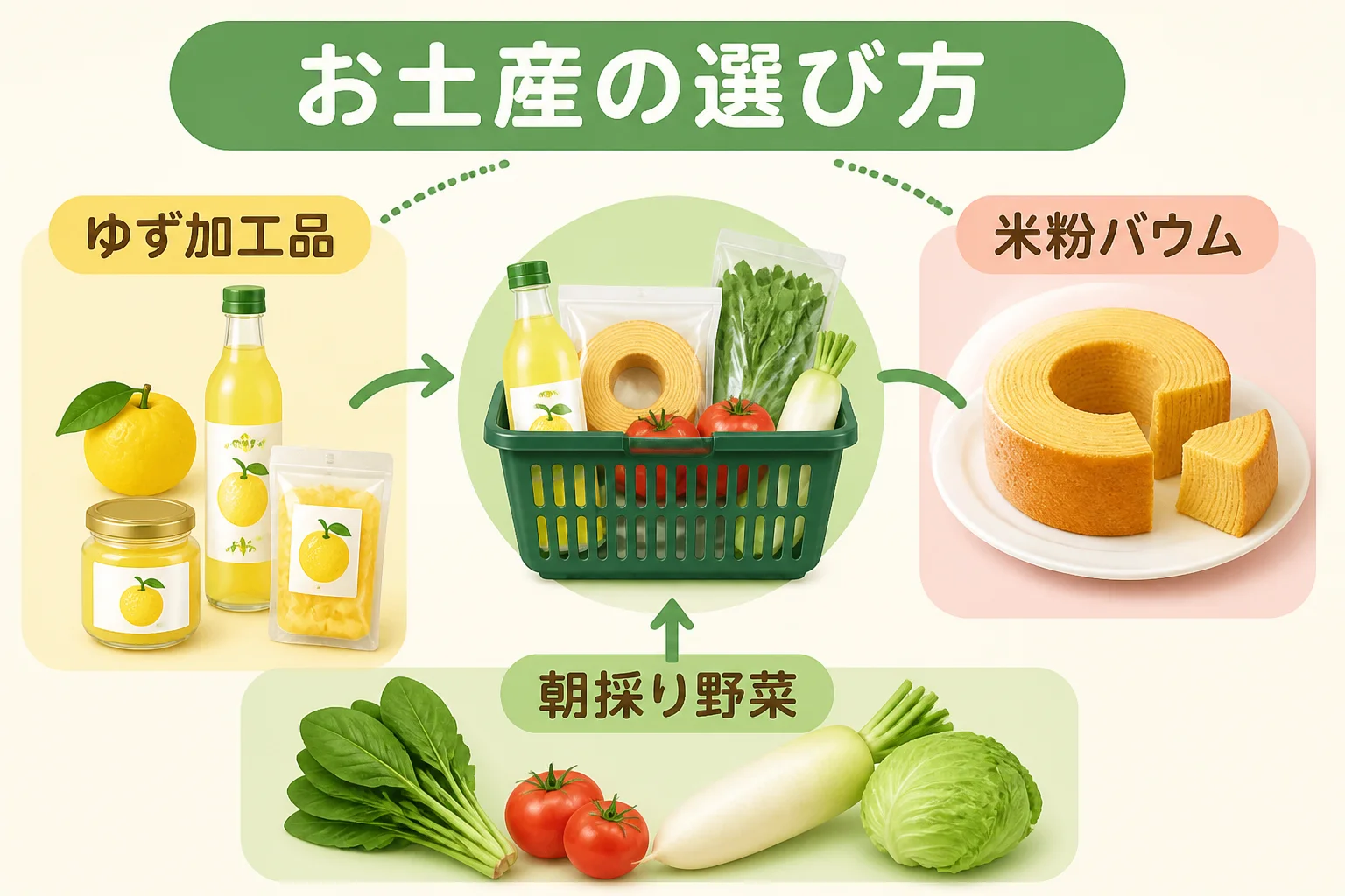 商品の種類と選び方を視覚的に整理する。