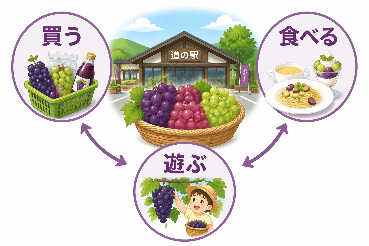 直売所選びでは、購入だけでなく食事や体験も比較できることを示すため。