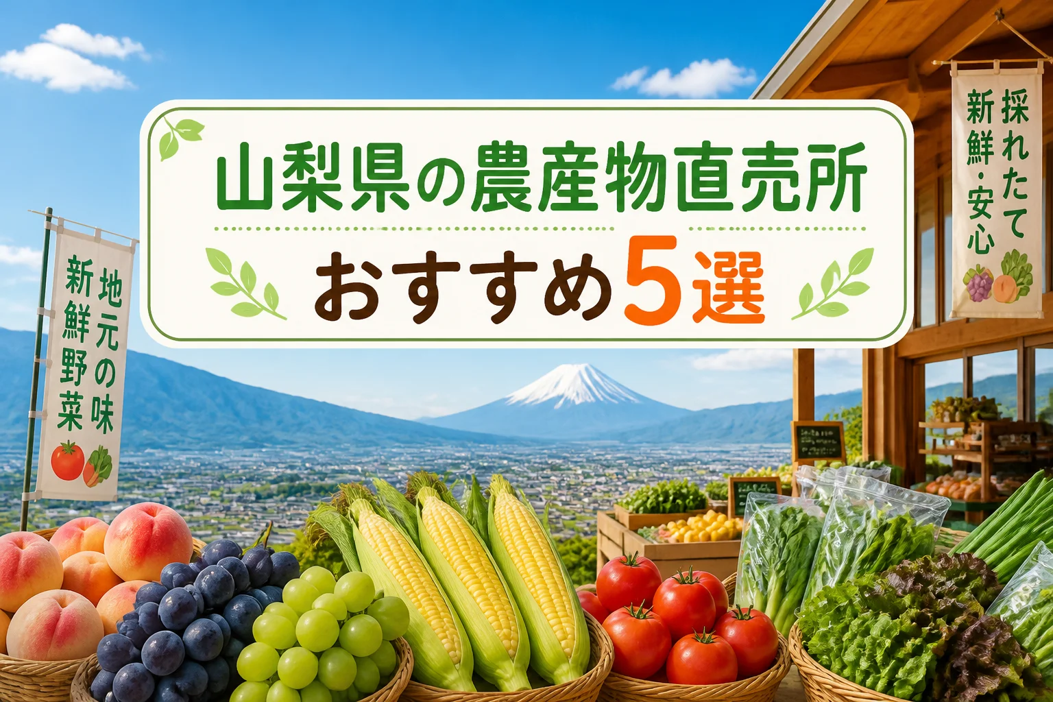 検索結果やSNSで山梨県の農産物直売所記事だと一目で伝えるため。
