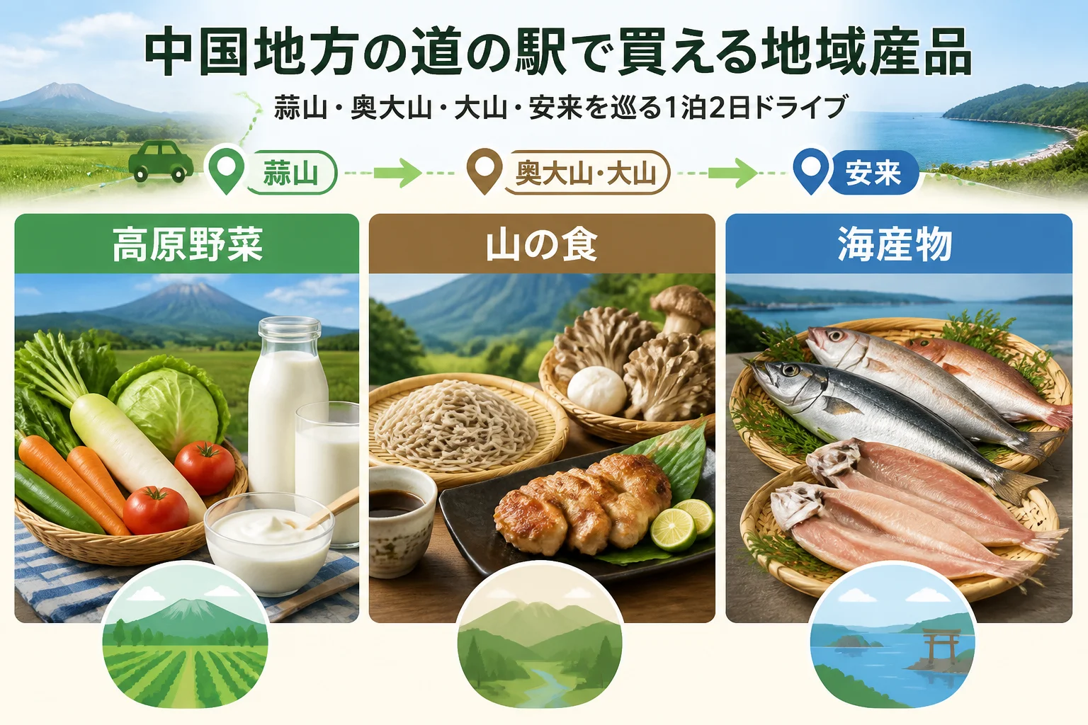ルートごとの地域産品の違いを比較しやすくする