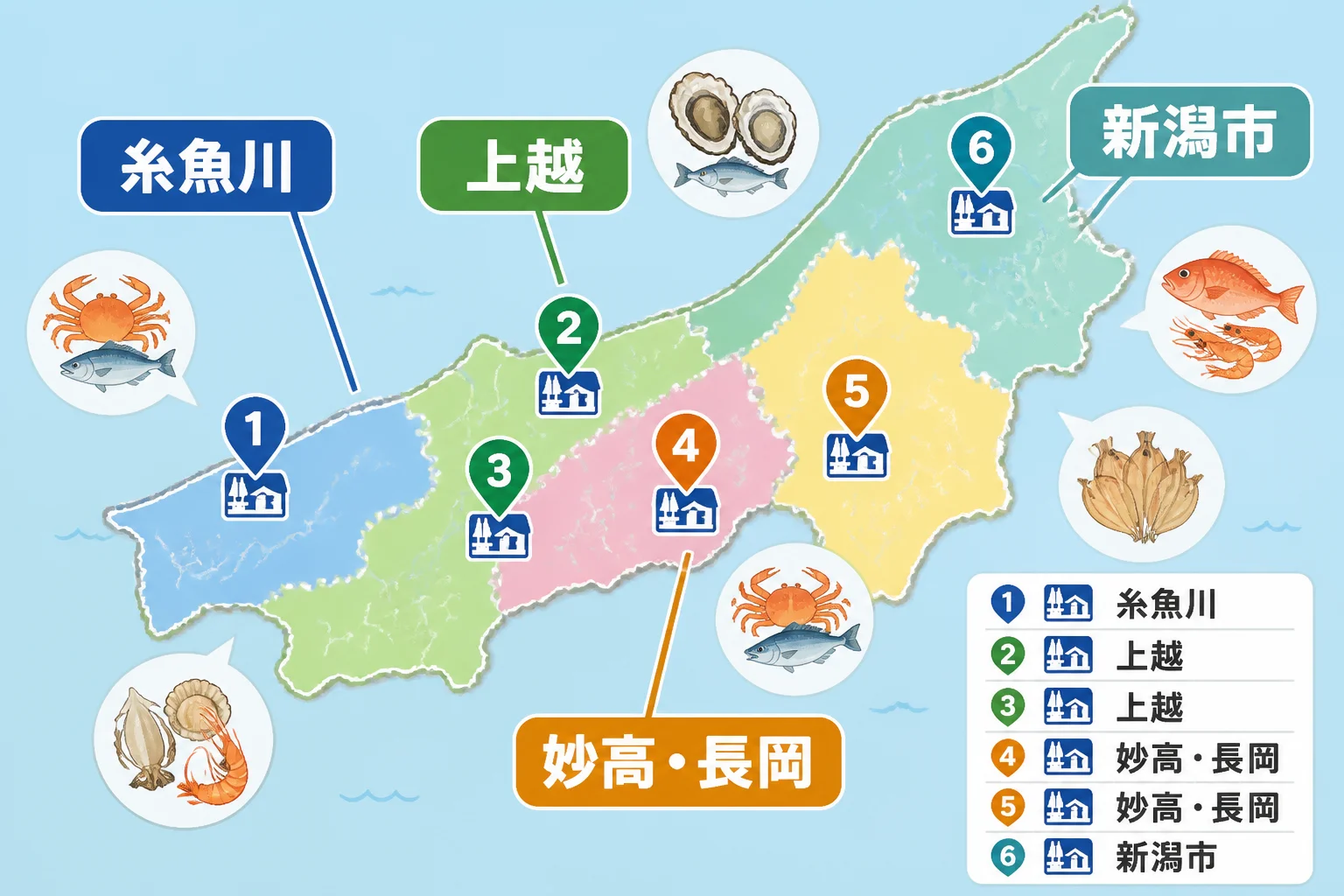 施設の位置関係と周遊エリアを把握しやすくする。