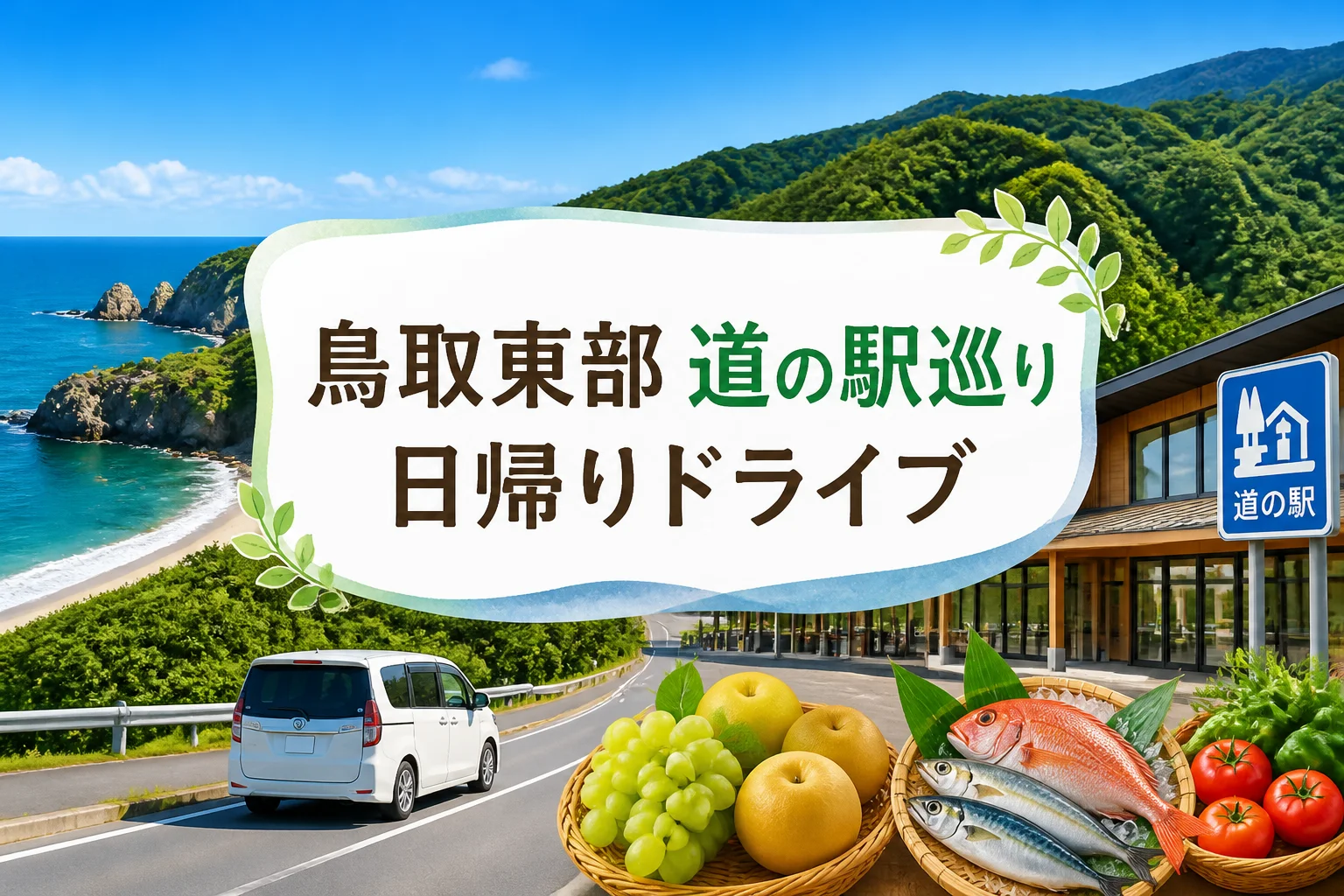 記事の地域と日帰りドライブのテーマを一目で伝える。