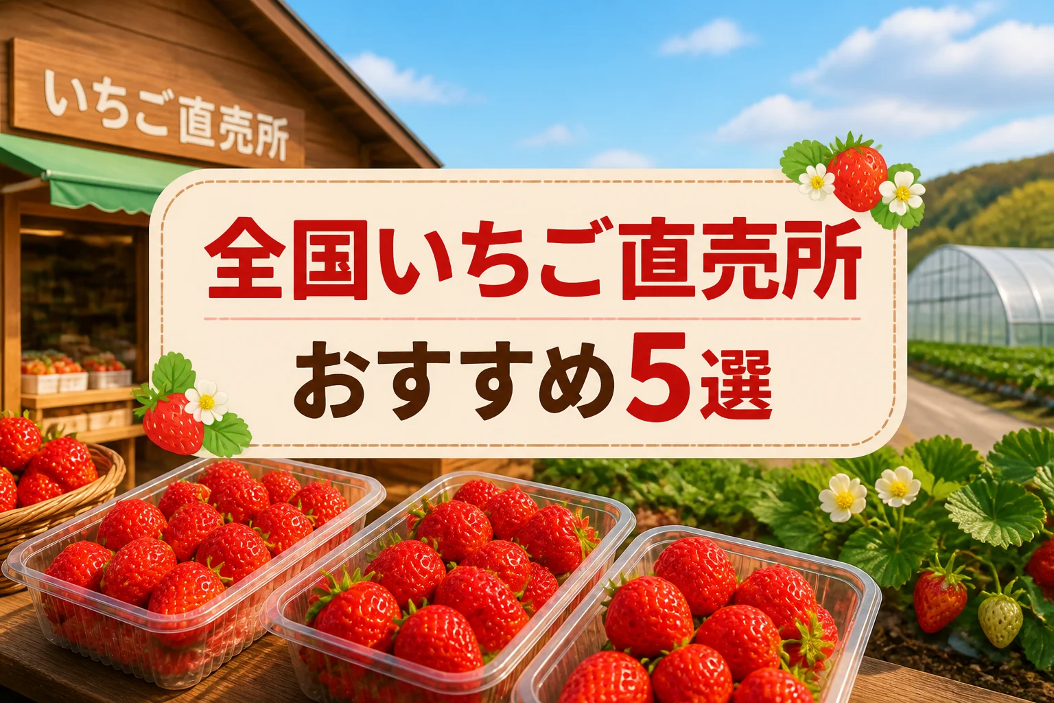 全国のいちご直売所を紹介する記事の主題とおすすめ形式を一目で伝える。