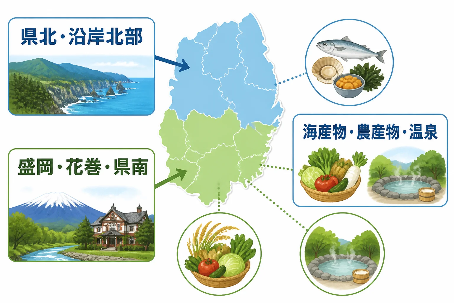 県内の広域性と、エリアごとの選び方を視覚的に整理する。