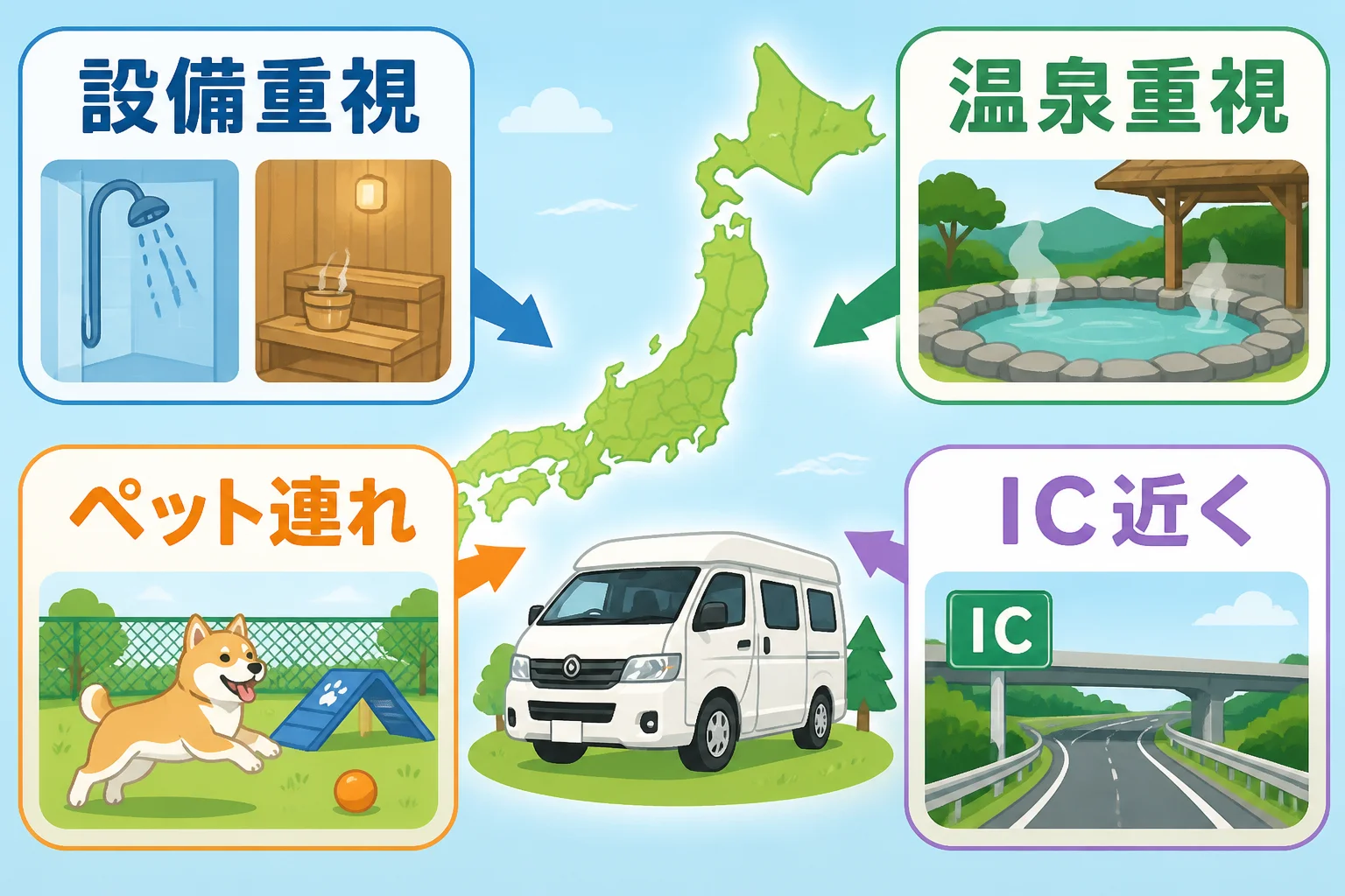 読者が自分の旅の目的に合う施設を選びやすくする