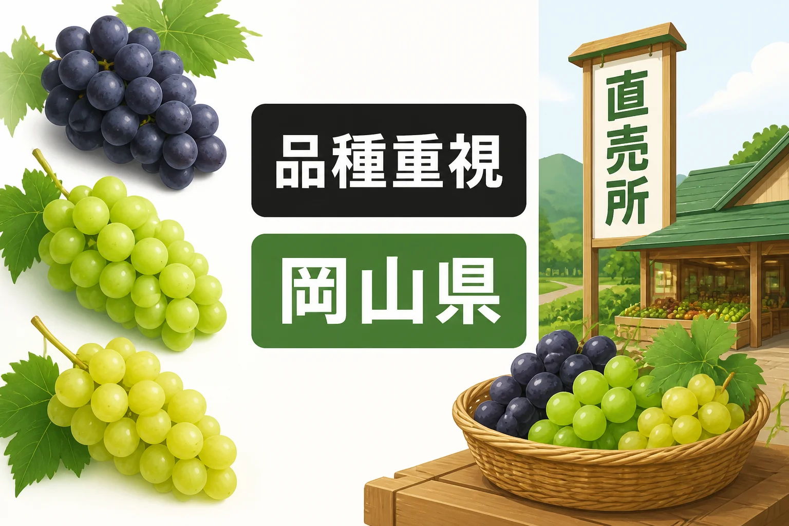 岡山県の直売所が品種比較に向くことを視覚化するため。