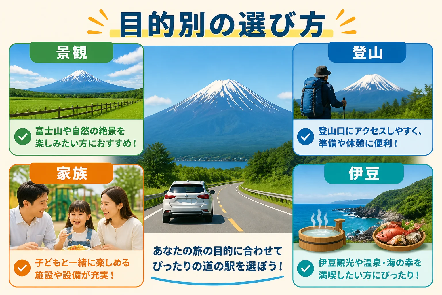 読者が自分の旅行目的に合う施設を選びやすくする