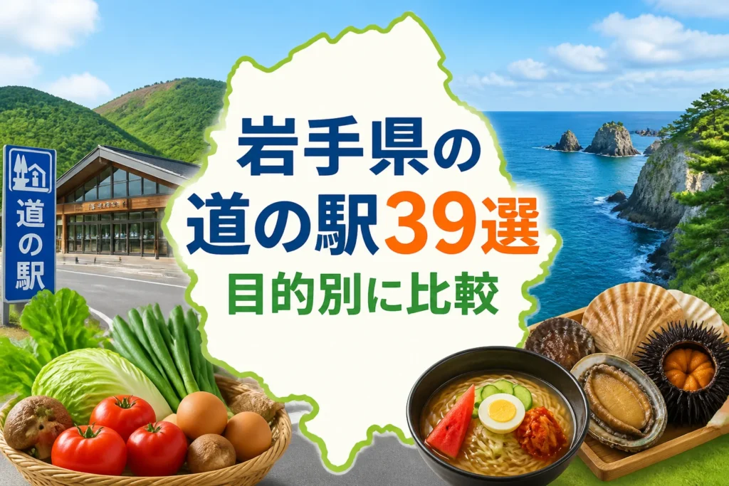 岩手県の道の駅一覧記事であることと、比較記事であることを一目で伝える。