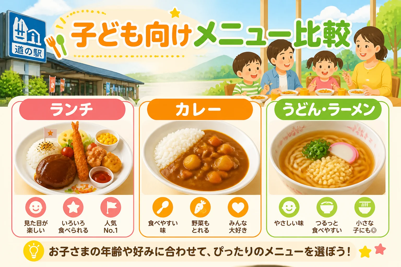 子ども向け料理の種類を直感的に伝える
