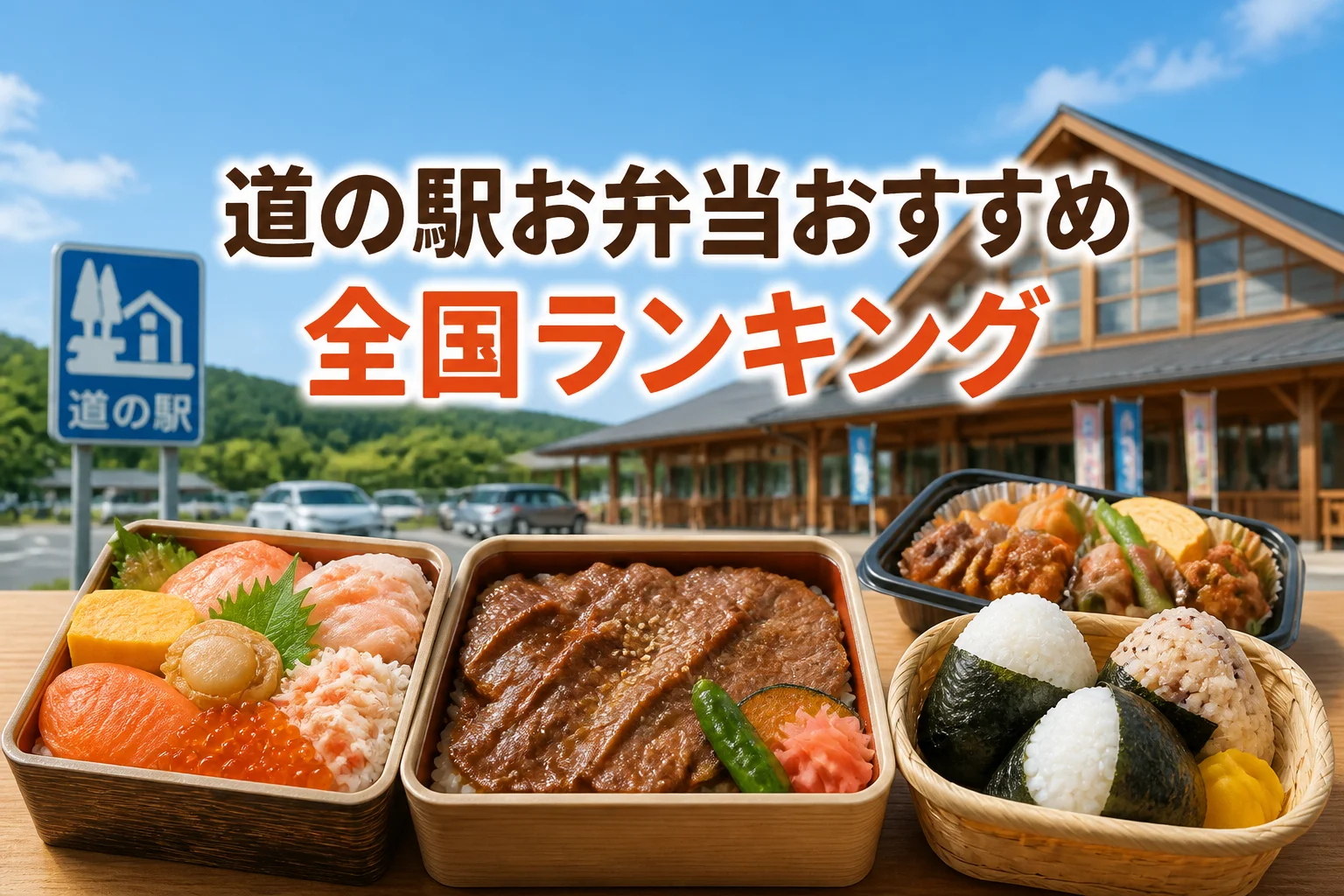 検索結果やSNSで、道の駅の弁当ランキング記事であることを直感的に伝える。