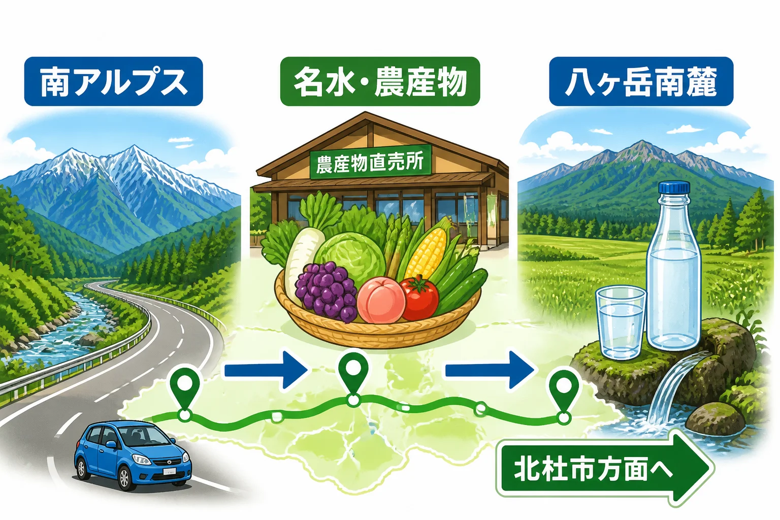 地域の特徴と立ち寄りテーマを視覚的に整理する