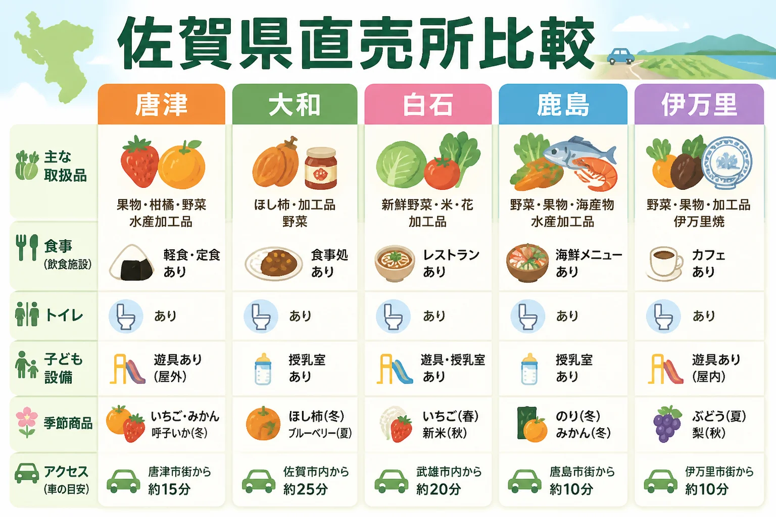 比較表の要点を視覚的に補助するため