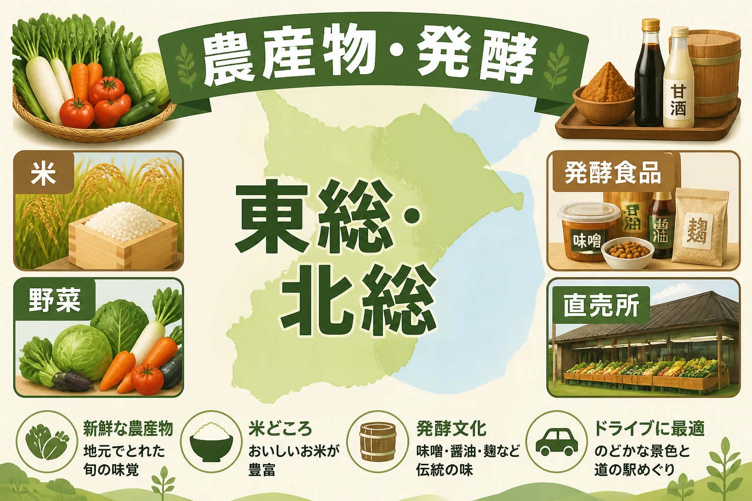 農産物や発酵食品を目的に道の駅を選ぶ読者を補助する