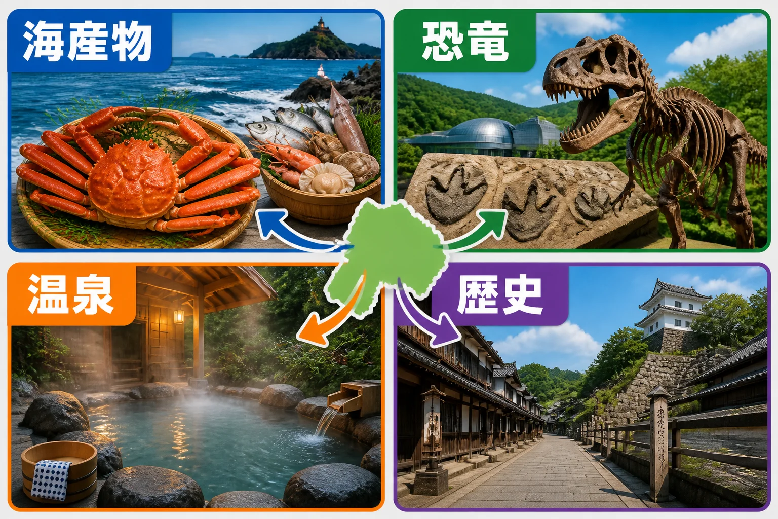 読者が旅行目的から道の駅を選ぶための導線を視覚化する。