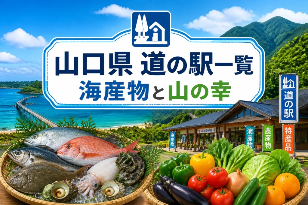 山口県の道の駅一覧と海・山の地域産品を視覚的に伝える