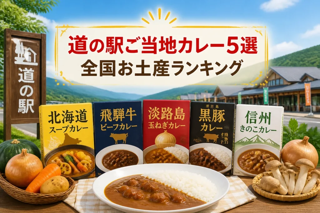 全国の道の駅、レトルトカレー、お土産ランキングという記事テーマを一目で伝える。